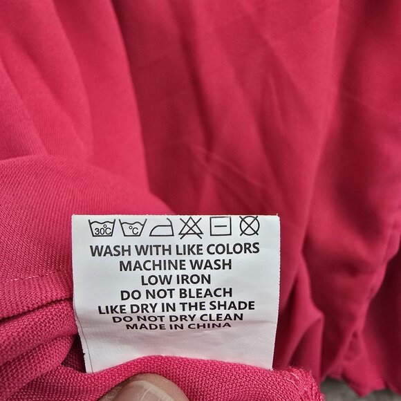 Womens Loose Fit Pink Blouse Keyhole Back Lightweight 3/4 Sleeve Flowy Style - Picture 6 of 8